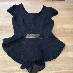 Y2k Fashion Magazine Black top blouse  with Belt Size:S